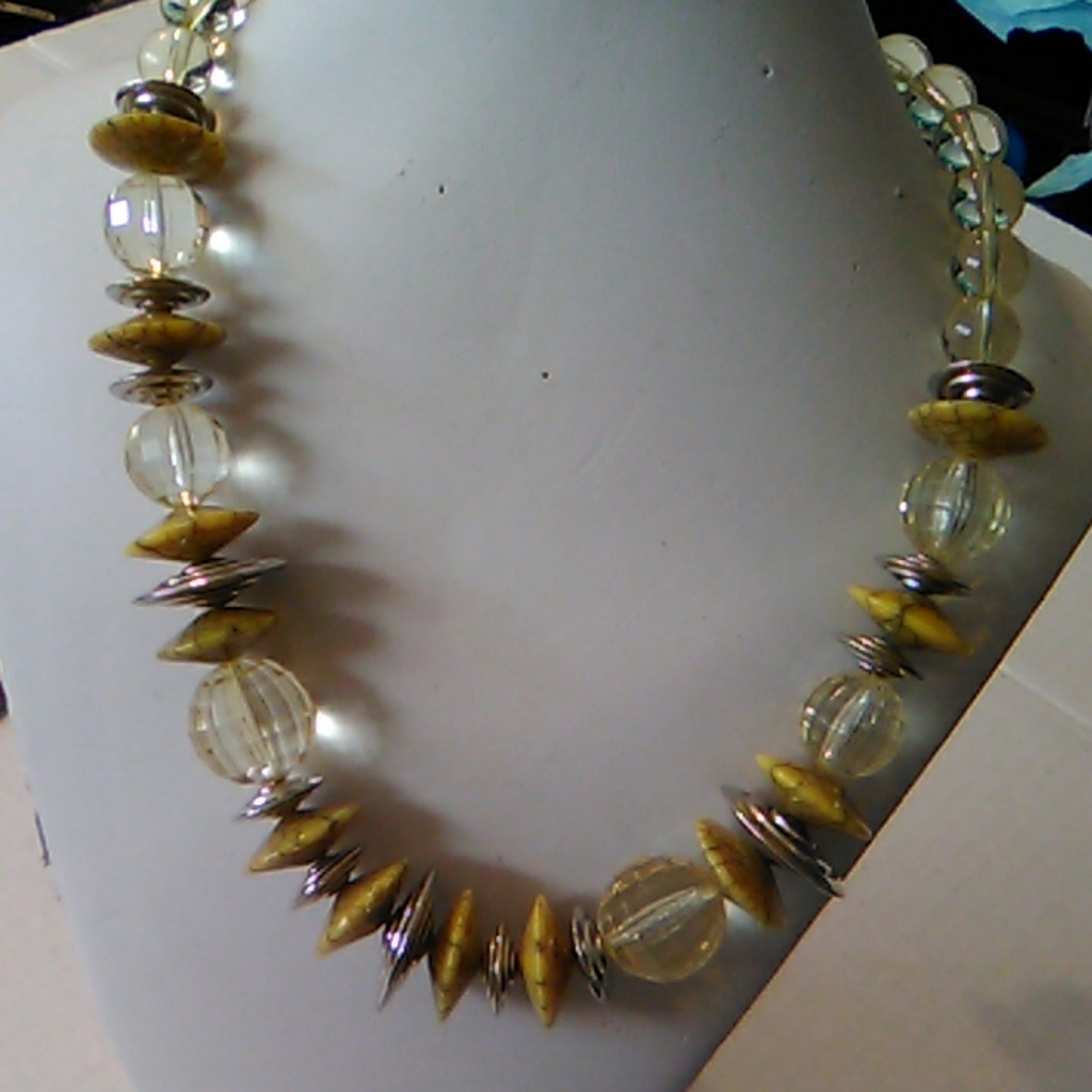 Nwt Mustard, Silver, Crystal Necklace Set